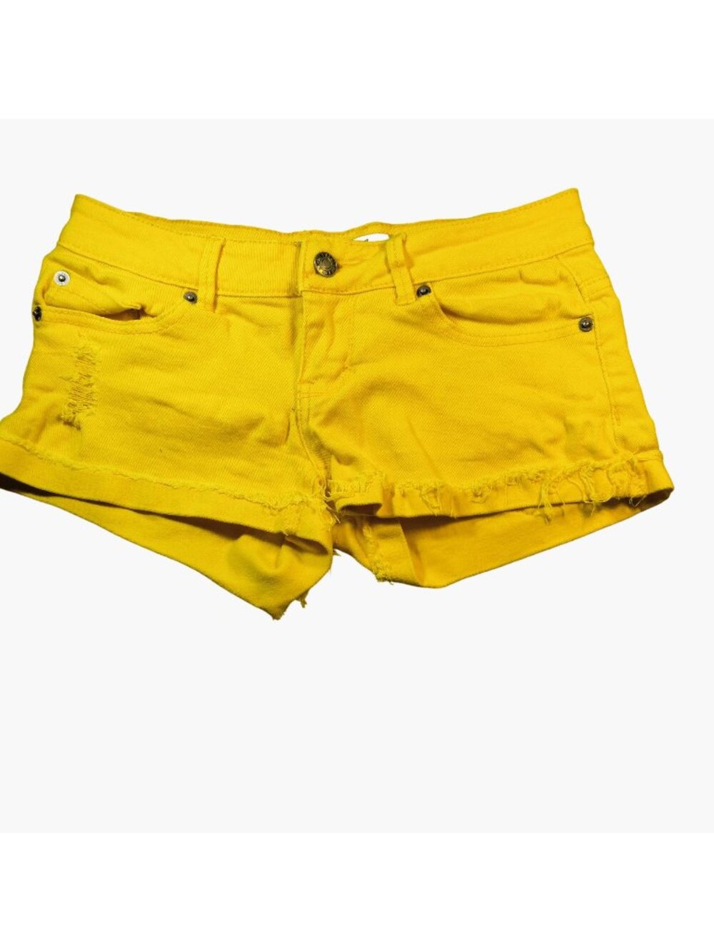 Wet Seal Yellow Shorts Mini Distressed Rockabilly Bootie Size 1